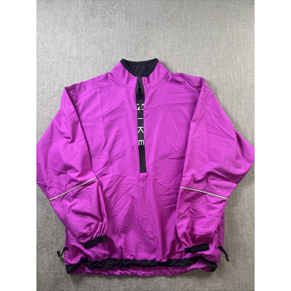 Vintage Nike 1/2 Zip Pullover Women's Medium Purple Spellout Zip Pockets Running